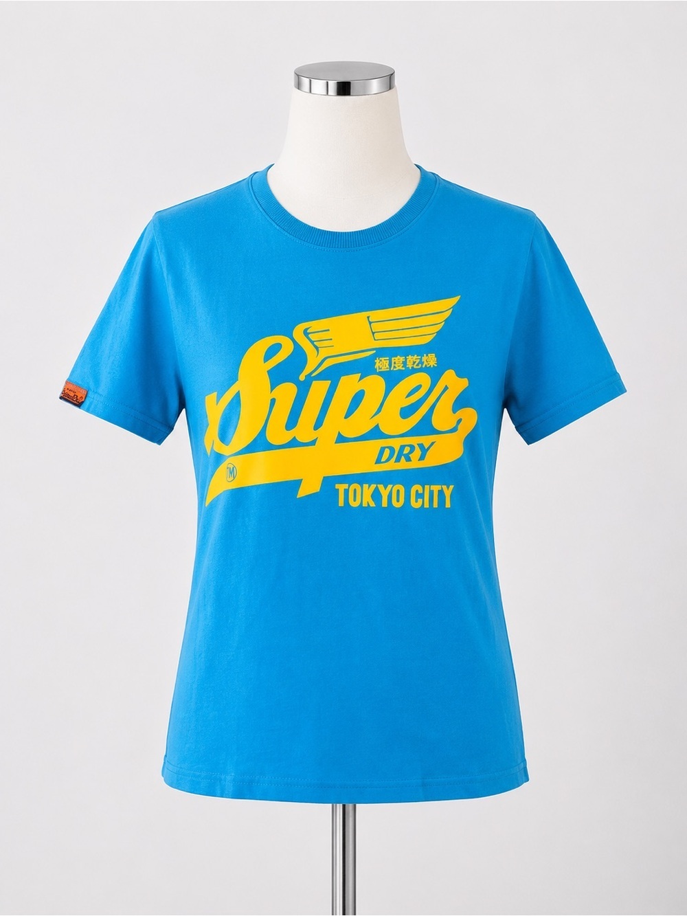 Superdry Tokyo City Graphic T-Shirt Mens Small Blue Yellow Cotton Logo Tee